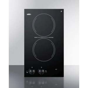 220V two-burner cooktop in black ceramic glass made in Europe - All