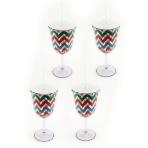Set of Four Acrylic Wine Glasses Chevron Pattern - All