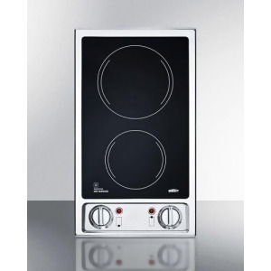 Two Burner 120V Electric Cooktop with Black Ceramic Glass Surface - All
