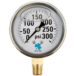 Zenport Lpg300 300 psi Glycerin Liquid Filled Pressure Gauge - All