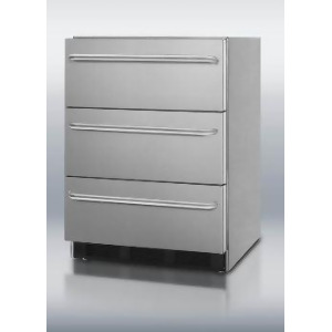 Outdoor Three-Drawer Beverage Refrigerator In Stainless Steel - All