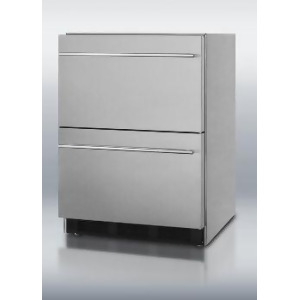 Outdoor Two-Drawer Beverage Refrigerator Stainless Steel Defrost - All
