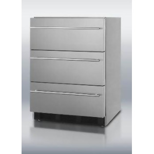 Stainless Steel Beverage Center Three-Drawer With Thin Handle - All