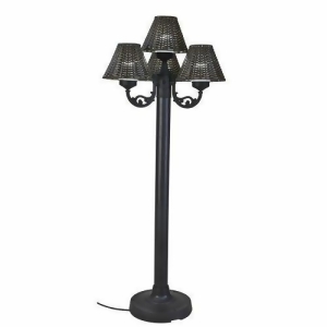 Versailles Floor Lamp 17450 with Black Body and Walnut Wicker Shades - All