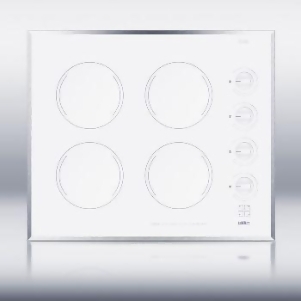 24 Inch Wide 4-Burner Electric Cooktop Ceramic Glass Finish White - All