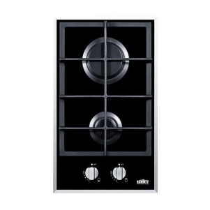 Summit 2-Burner Gas-on-Glass Cooktop with Sealed Burners - All