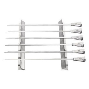 Stainless Steel Grilling Kabob Rack with 6 Extra Wide Skewers - All
