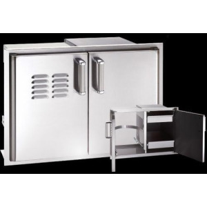 Double Access Door with Dual Drawer Louvers and Trash Tray - All