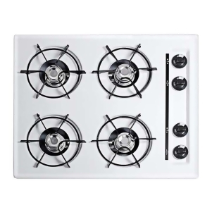 Summit 24 Gas Cooktop with Four Burners Battery Ignition White - All