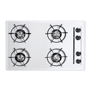 Summit 30 Gas Cooktop with Four Burners Gas Spark Ignition White - All
