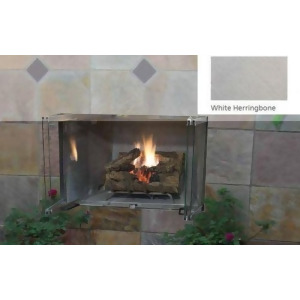 42 Outdoor Vent-Free Millivolt Ng Fireplace White Herringbone Liner - All