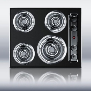 24 wide 220V electric cooktop in black porcelain finish - All