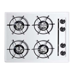 Summit 24 Gas Cooktop with Four Burners Gas Spark Ignition White - All
