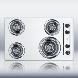 30 wide 220V electric cooktop in white porcelain finish - All