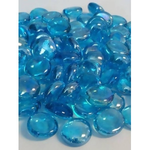 1 Pound Bag 3/4 Aqua Metallic Glass Flat Beads - All