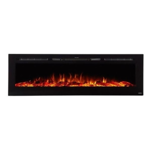 Sideline 72 Recessed Electric Fireplace with Heat Black - All