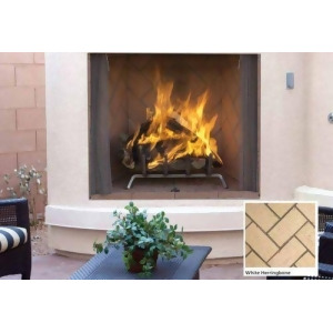 42 Masonry Outdoor Wood Fireplace w/Ivory Herringbone Brick Liner - All