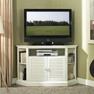 52 Wood Corner Tv Media Stand Storage Console White - All