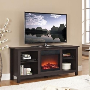 58 Wood Tv Stand Console with Fireplace Espresso - All