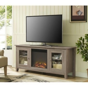 58 Wood Media Tv Stand Console with Fireplace Driftwood - All