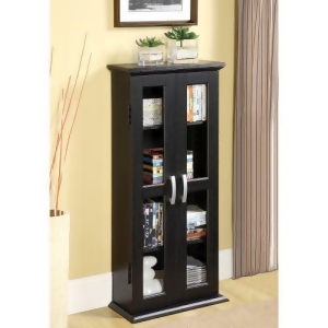 41 Wood Media Storage Tower Cabinet Black - All