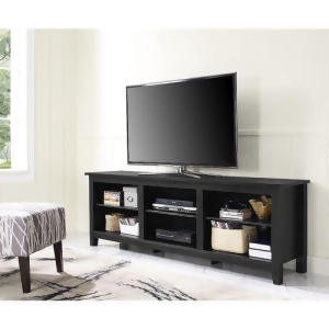 70 Wood Media Tv Stand Storage Console Black - All