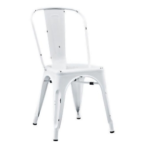 Stackable Metal Cafe Bistro Chair Antique White - All