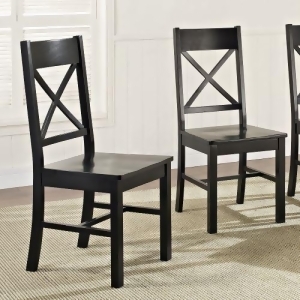 Antique Black Wood Dining Kitchen Chairs Set of 2 - All