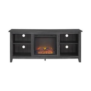 Walker Edison 58 Wood Tv Stand Console with Fireplace Charcoal - All
