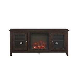 We 58 Wood Media Tv Stand Console with Fireplace Traditional Brown - All