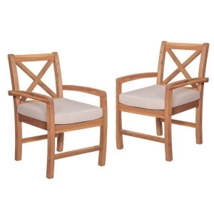 Walker Edison Owxb2br X-Back Acacia Set of 2 Patio Chairs with Cushion - All