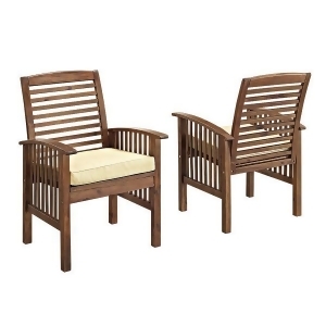 We Owc2db Dark Brown Acacia Set of 2 Patio Chairs with Cushions - All