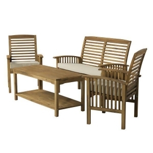 We Ow4sbr 4-Piece Brown Acacia Patio Conversation Set with Cushions - All