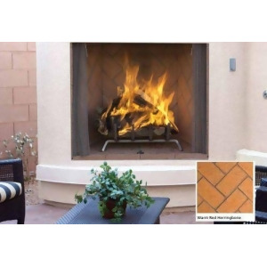 Superior 50 Masonry Outdoor Wood Fireplace w/Red Herringbone Liner - All