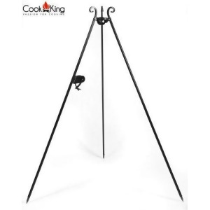Cook King 1112243 180.37cm Black Steel Barbeque Tripod With Reel - All