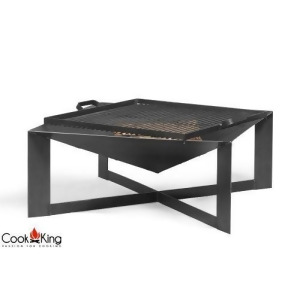 Cook King Cuba 70.10 x 70.10cm Black Steel Fire Bowl with Grill Grate - All
