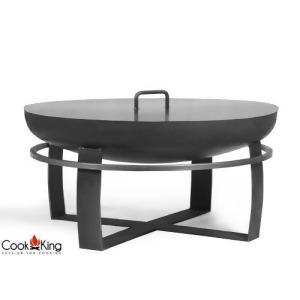 Cook King Viking 59.94cm Black Steel Garden Fire Bowl with Lid - All