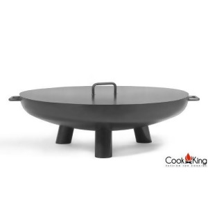Cook King Bali 70.10cm Black Steel Garden Fire Bowl with 70.10cm Lid - All