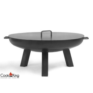 Cook King Polo 70.10cm Black Steel Garden Fire Bowl with 70.10cm Lid - All