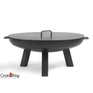Cook King Polo 59.94cm Black Steel Garden Fire Bowl with 59.94cm Lid - All