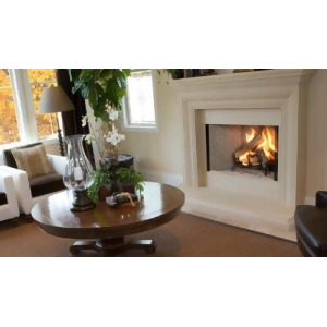 43 Traditional Wood-Burning Fireplace w/Grey Herringbone Panels - All