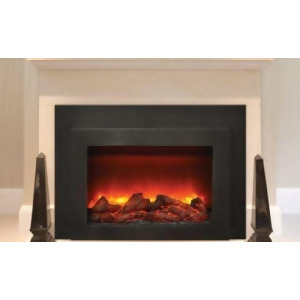 Deep Insert Electric 34 Fireplace with Black Steel Surround Overlay - All