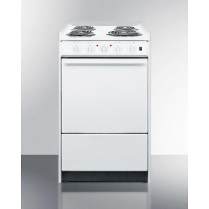 20 Wide Slide-In Style Coil-Top Electric Range in White - All