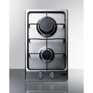 Summit 2-Burner Gas Cooktop Stainless S. Surface - All