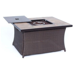 Woven 40 000 Btu Fire Pit Coffee Table with Porcelain Tile Top - All