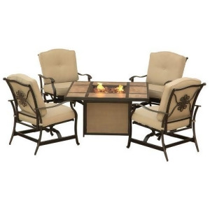 Traditions 5-Piece Outdoor Lounge Set with Tile-top Fire Pit - All