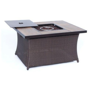 Fire Pit Coffee Table with Woodgrain Tile-Top-wood grain tile top - All