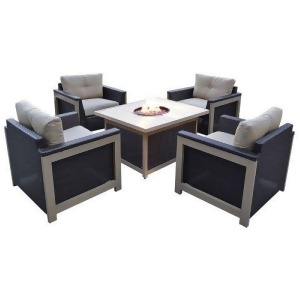 5-Piece Fire Pit Chat Set in Tan with 40 000 Btu Fire Pit Table - All