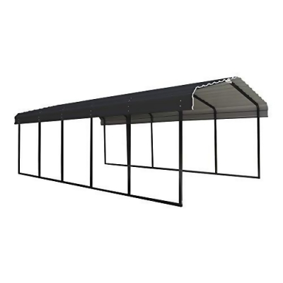 Steel Carport 12 X 24 X 7 Ft Galvanized Black Charcoal From Shop