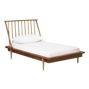 Walker Edison BTSPINCA Twin Mid Century Solid Wood Spindle Bed&#44; Caramel - 40.75 x 44.75 x 81.5 in.